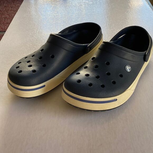 CROCS Men’s Navy Slip On Sandals Size 12 - Picture 1 of 7